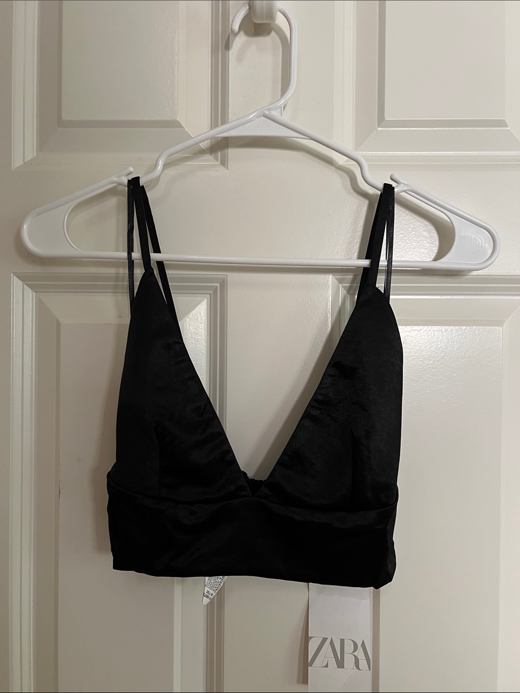 Zara Black Satin Plunge Bralette